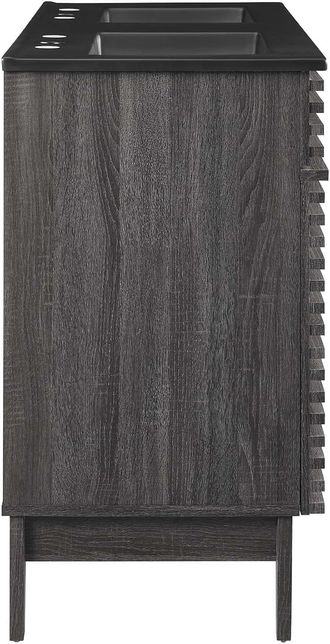 Modway Render 48" Double Bathroom Vanity in Charcoal Black