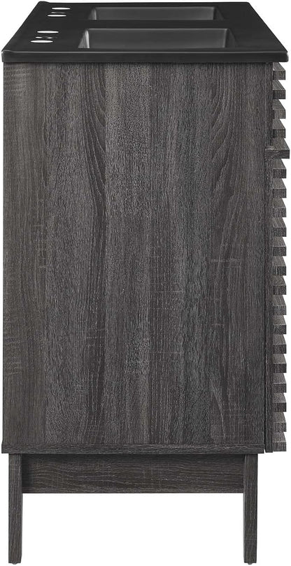 Modway Render 48" Double Bathroom Vanity in Charcoal Black