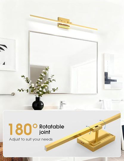 VOLISUN Bathroom Vanity Light 39.4 inch, 24W Dimmable 5CCT Led Bathroom Light Fixture Over Mirror, Gold Bar Vanity Light for Bathrooms-ETL Certificated
