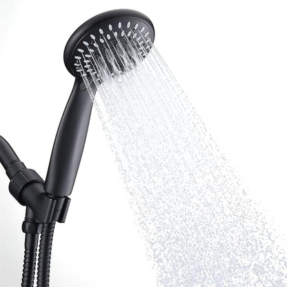 Handheld Shower Head High Pressure 5-Settings with Hose, Matte Black | Powerful Water Spray, Against Low Pressure Water Flow, 59 Inch Stainless Hose, Adjustable Mount