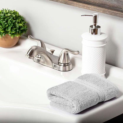SUPERIOR Egyptian Cotton Plush & Absorbent, Face Towel Set of 6, Silver | Quick Dry, Soft Luxury Towel Set, Bath Essentials for Bathroom, Guest Bath, Spa, 2 Piece Face, Madeline Towels