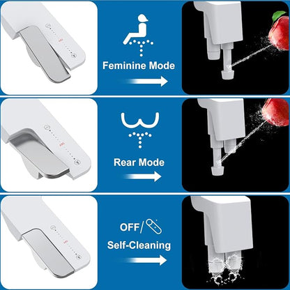 Bidet Attachment for Toilet Seat Water Pressure, Hygienic Bidets Attachment for Existing Toilets - Adjustable Fresh Water Pressure Dual Nozzle (Frontal & Rear Wash) Easy to Install,