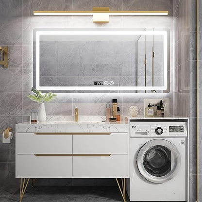 Ralbay Modern LED Gold Vanity Light for Bathroom 40inch Frosted Aluminum Gold Bathroom Wall Lighting Fixtures Over Mirror White Light 6000K