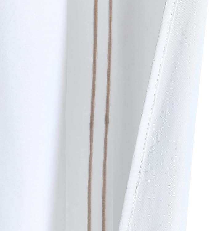 Lush Decor Hotel Collection Shower Curtain Single 72" W x 72" L White & Wheat - White Shower Curtains for Bathroom - Bathroom Curtain - Modern Decor