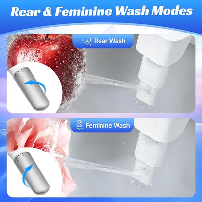 Bidet Attachment for Toilet,Ultra Thin Dual Nozzles,Cold Water Knob Control | One-click detach,0.23" slim ultra thin body, foldable double nozzle, adjustable water pressure, suitable for most toilets