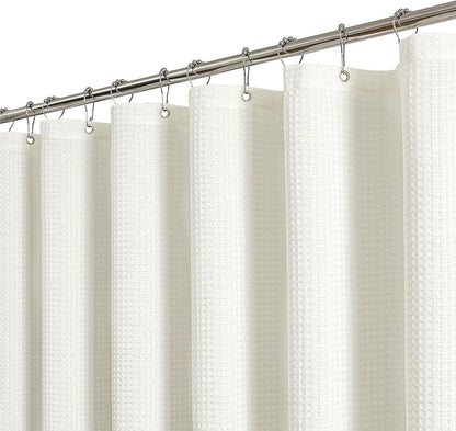 256GSM Heavy Duty Waffle Weave Shower Curtain, Cream 72"x72" | with Weighted Hem - Hotel Spa Luxury Water-Repellent Polyester Bathroom Curtain for Home, RV, Apartment, Dorm