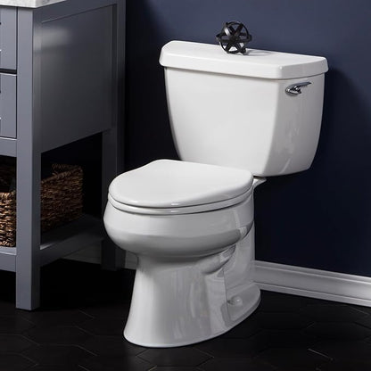 Myafair Alesio II Slow Close Toilet Seat, Easy Clean Hinges and Adjustable Perfect Fit Wood Seat, Made in USA, Round, White