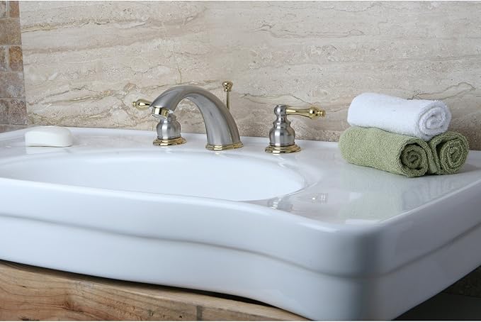 Kingston Brass KB979AL Victorian Widespread Bathroom Faucet, Brushed Nickel/Polished Brass