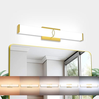 24 Inch Bathroom Vanity Light 2500LM, AC 120V 5CCT Modern Bathroom Lighting Fixtures Over Mirror Dimmable, 25W Gold LED Vanity Lighting Fixtures Wall Sconce ETL Certified, 1Pack