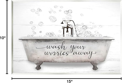Stupell Industries Wash Your Worries Away Tub Bubbles Wall Plaque Art, Design by Lori Deiter, 15 x 10 | Stupell Industries · By Lori Deiter · Ready to hang · Bath and laundry charm · Made in USA