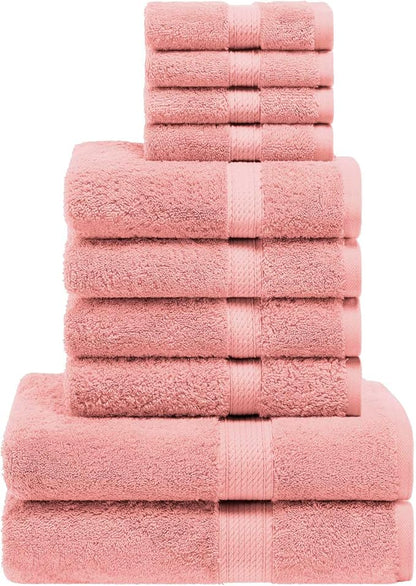 Superior Egyptian Cotton Ultra Plush & Absorbent, 10 Piece Set, Tea Rose | Quick Dry, Soft Luxury Towel Set, Bath Essentials, Guest Bath, Spa, 2 Bath, 4 Hand, 4 Face Towels, Madeline Towels