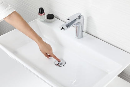 Bathroom Sink Stopper - for 1.25" Standard Drain Holes, Pop Up Sink Strainer, Bullet Core Push Type Stainless Steel Plug