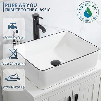 eclife 84" Modern Bathroom Vanity Sink Combo Freestanding Cabinet with Small Side Cabinet, White Black Ceramic Vessel Sink, Water Save Faucet, Drain (Gray+T03BK)