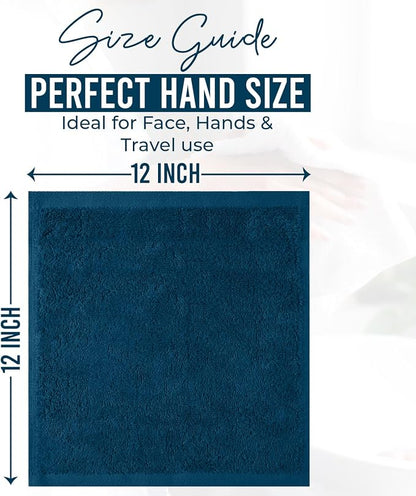 DAN RIVER 12 Pack Cotton Wash Cloths Set for Showering [12x12] Opal Blue | Lighter Weight, Quick to Dry, Super Soft & Absorbent Face Towels, Hotel Quality, Perfect for Bathroom, Gym, Spa