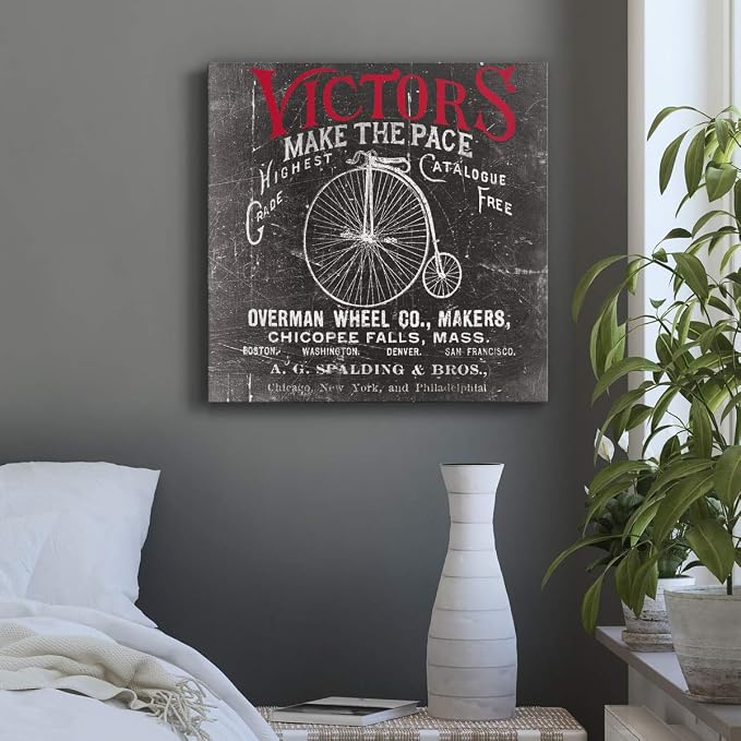 Renditions Gallery Antique Bicycle Wall Art, Premium Gallery Wrapped Canvas Decor, Ready to Hang, 16 in H x 16 in W, Made in America Print
