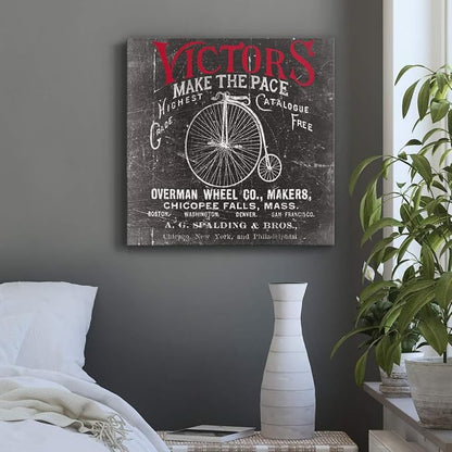 Renditions Gallery Antique Bicycle Wall Art, Premium Gallery Wrapped Canvas Decor, Ready to Hang, 16 in H x 16 in W, Made in America Print