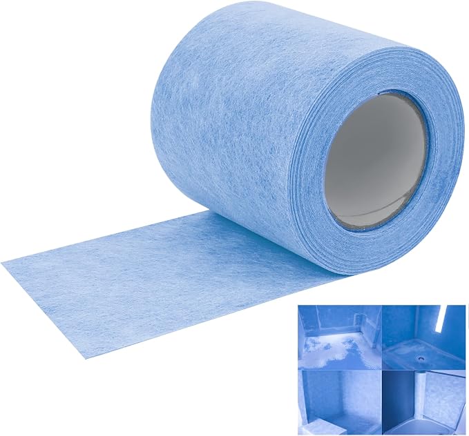 Shower Waterproofing Membrane Roll, 5 in x 50 Ft, 21 Sq Ft, 20 Mil | Blue HDPE roll for shower membrane seams, corners and wall-to-floor joints; bonds with thin-set mortar for a secure install