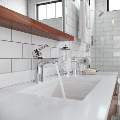 Pfister Pfirst Modern Bathroom Sink Faucet, Single Handle, Single Hole, Polished Chrome Finish, LG1420600