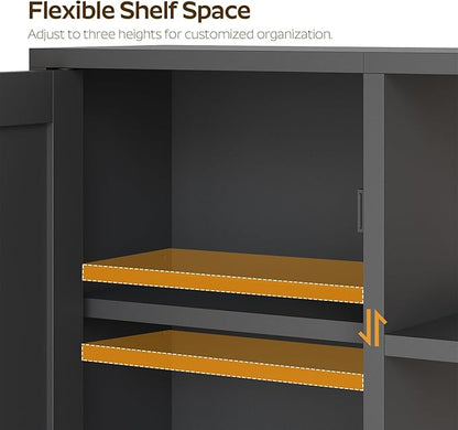 Medicine Cabinet, Bathroom Wall Cabinet with Towel Bar, Adjustable Shelf and Open Partition, Over The Toilet Storage Cabinet, for Bathroom, Laundry Room, Living Room, Kitchen, Black