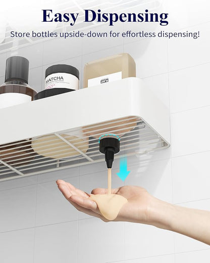 Kitsure Shower Caddy Adhesive, Stylish Shower Organizer, XX-Large, White | 2 Pack Shower Shelf for Inside Shower, 100% Rustproof Metal Shelves, No-Drill Bathroom Organizers and Storage