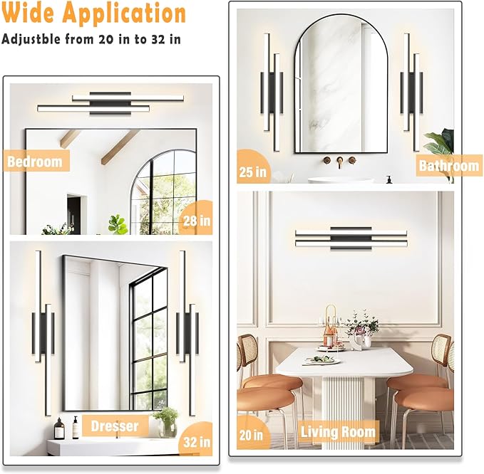 Retractable Bathroom Vanity Light 32 inch-Bathroom Light Fixtures,ETL Certificated2700K/3000K/4000K/5000K/5700K/5cct Optional,34W/2 Pack