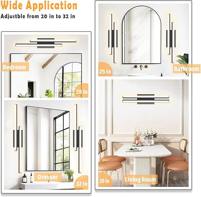 Retractable Bathroom Vanity Light 32 inch-Bathroom Light Fixtures,ETL Certificated2700K/3000K/4000K/5000K/5700K/5cct Optional,34W/2 Pack