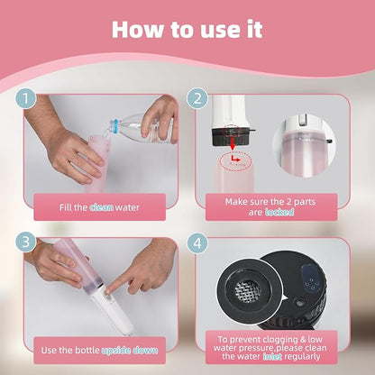 Hibbent Portable Bidet for Travel, High Pressure Handheld Electric Sprayer, Rechargeable Travel Bidet for Women & Men, Personal Hygiene Cleaning, Soothing Postpartum Care, Pink