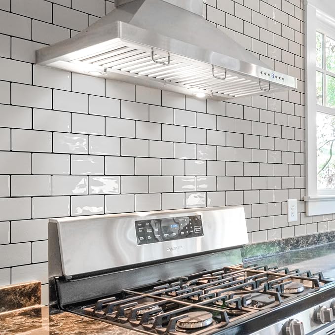 Art3d Subway Peel and Stick Backsplash, 10-Sheet, White with Black Grout