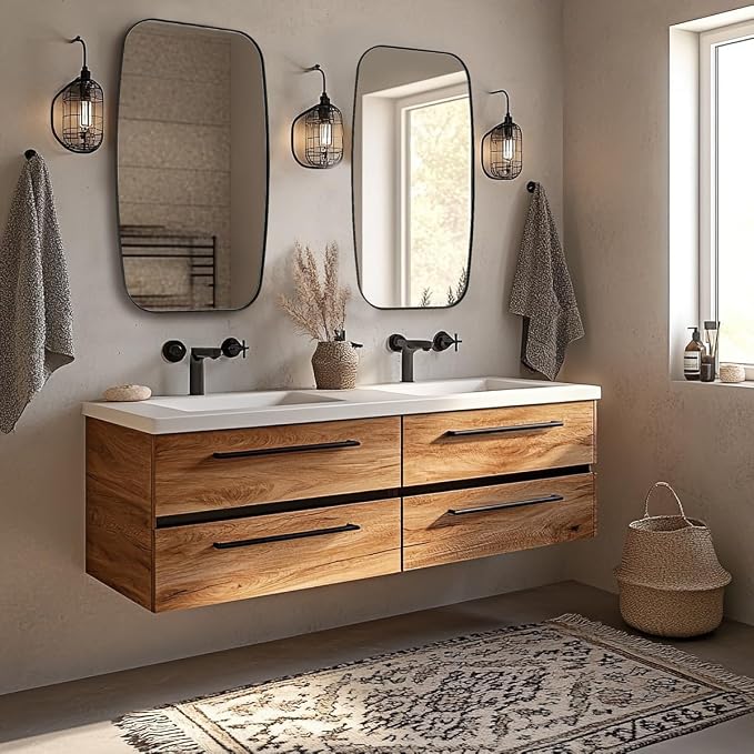 Black Oval Mirrors for Bathroom, Large 24x36’’ Matte Black Metal Framed Oblong Wall Mirror, Modern Black Vanity Mirror in Stainless Steel Frame Wall Mount Horizontal or Vertical