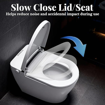 Smart Toilet with Bidet Built In, One Piece Elongated Toilet with Tank, Pump-Assisted Flush, Heated Seat, Warm Water Wash & Air Dryer, Foot Sensor Flush, LED Display