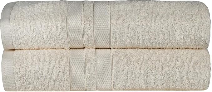 Superior Ultra-Soft 2-Piece Cotton Bath Sheet Set, Perfect for Bathroom Decor, Shower, Spa, Gym, Guest Room, Home Essentials, Daily Use, Soft, Absorbent, Oversized Body Towels - Ivory