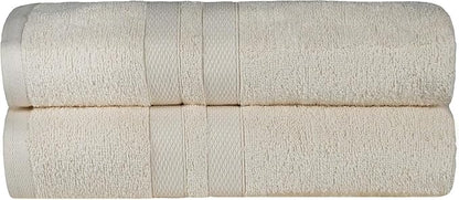 Superior Ultra-Soft 2-Piece Cotton Bath Sheet Set, Perfect for Bathroom Decor, Shower, Spa, Gym, Guest Room, Home Essentials, Daily Use, Soft, Absorbent, Oversized Body Towels - Ivory