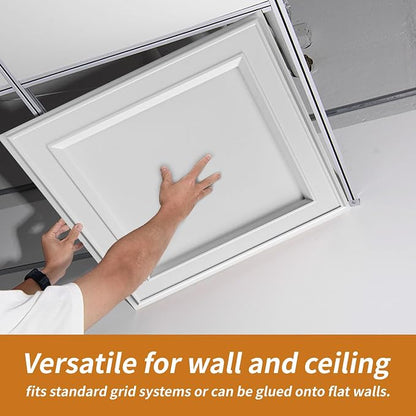 WOWSTAR 24-Pack 24"x24" PVC Drop Ceiling Tiles, Waterproof Glue up Ceiling Panels | PVC ceiling panels, 24"x24", waterproof, glue-up install, basement kitchen bathroom, 24-pack