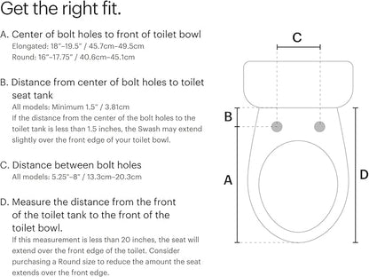 Brondell S1000-RW Swash Electric Bidet Toilet Seat with Oscillating Stainless Steel Nozzle, Round, S1000-Standard Profile