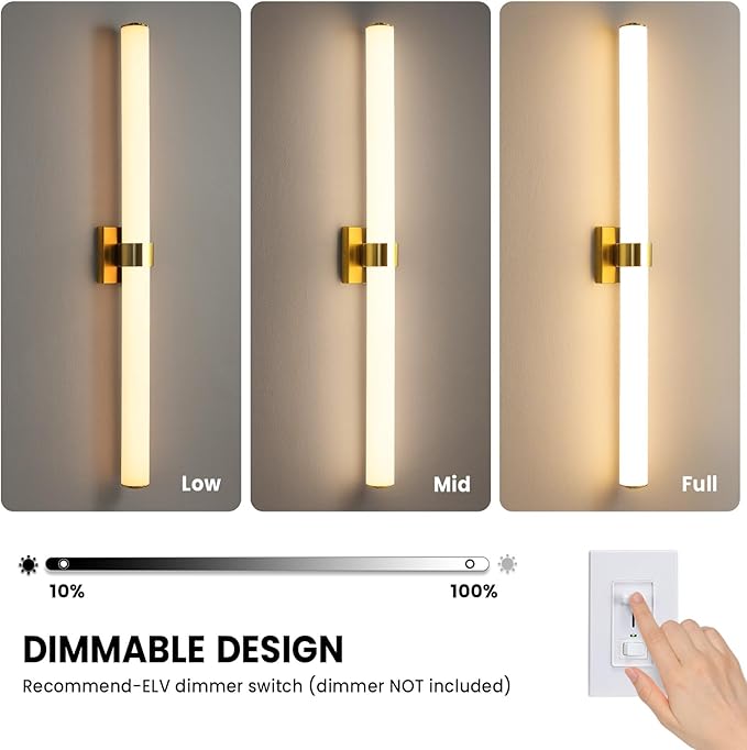 Bathroom Light Fixtures - 39 Inch Gold Bathroom Lights Over Mirror LED Vanity Light with Acrylic Shade, 36W Modern Vanity Lighting Fixtures for Mirror Living Room Gallery 3000K