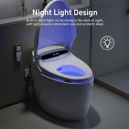 TDH Smart Toilet,Tankless Toilets with Foot Sensor,Heated Toilet Bidet with Warm Water Sprayer and Dryer,LED Display and Night Light,Auto Flush ADA Comfort Height