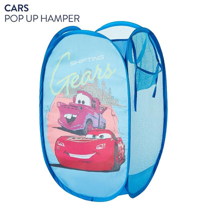 Disney Cars Pop-Up Hamper with Durable Carry Handles for Laundry, Kids Room & Nursery Storage, 21”H x 13.5”W x 13.5”L