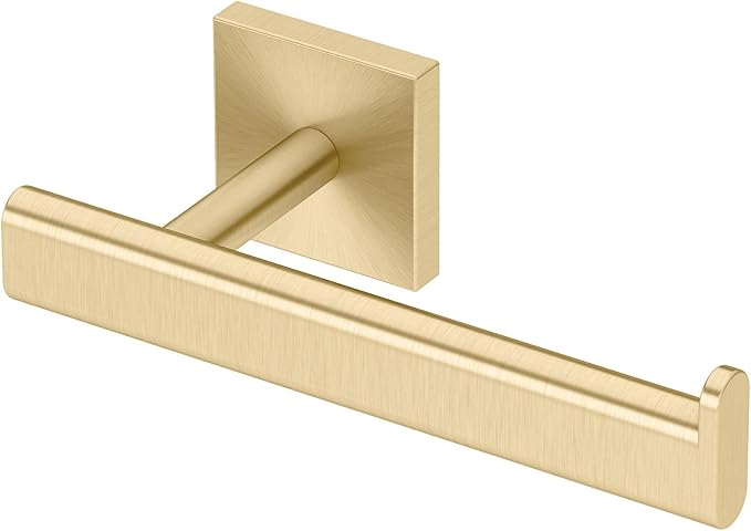 Gatco 4063 Elevate Bathroom Single Post Euro Style Toilet Paper Holder, Brushed Brass