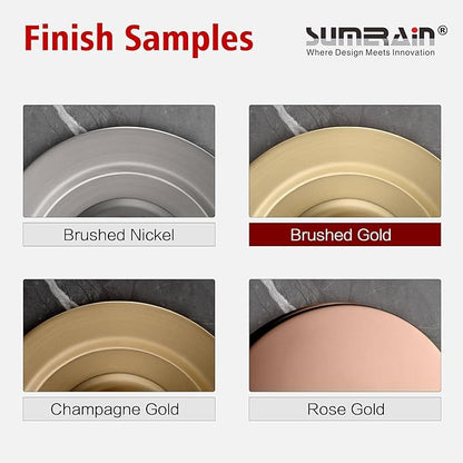 SUMERAIN Shower Faucet Set Brushed Gold Single Handle, 8 Inches | with Anti-scald Pressure Balance Valve, Extra-thin High Pressure Rain Shower Head, Non-return Check Valves