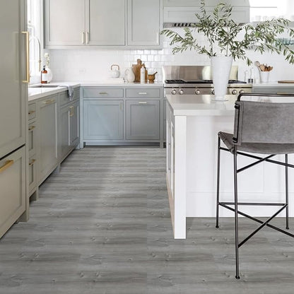 20-Pack 30 Sq.Ft Peel and Stick Floor Tile, Natural Grey Wood Grain Look | Self Adhesive and Waterproof Vinyl Flooring for Transfer Bathroom, Kitchen, Living Room, Bedroom
