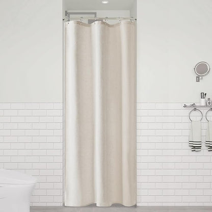 36 Inch Shower Curtain - Stall Narrow Half Green Linen Ultra Thick Fabric Shower Curtain Set with Hooks, Boho Farmhouse Rustic RV Camper Bath Curtains for Bathroom, Oatmeal, 36x72