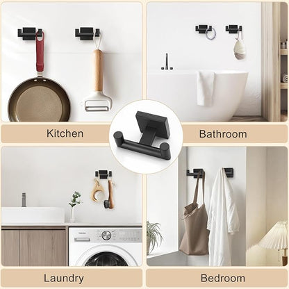 Matte Black Bathroom Hardware Set, 5-Piece Bath Towel Bar Set with 23.6” Towel Bar, Towel Ring, Toilet Paper Holder, Two Hooks, SUS304 Towel Racks for Bathroom Wall Mounted
