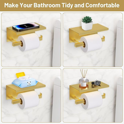 TURS Brushed Gold 5 Pieces Bathroom Hardware Set, SUS304 Stainless Steel 23.6 Inch Bath Towel Bar Set, Square Bathroom Accessories Kit Wall Mounted