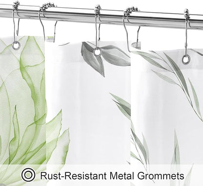 Litabel Long Boho Watercolor Floral Shower Curtain 72 x 78, Sage Green Ink Painting Style Flower Shower Curtains for Chic Elegant Bathroom, Artistic 78 Inch Long Fabric Modern Shower Curtain