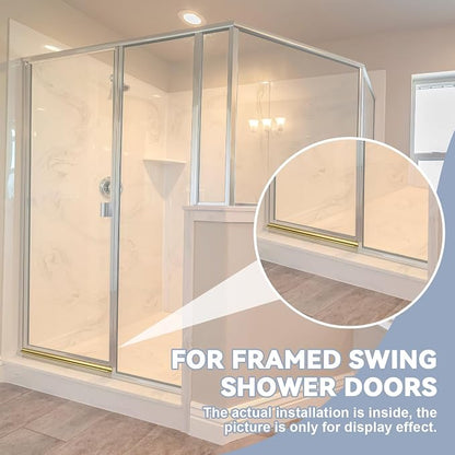 Hicarer 2 Pcs 30'' Chrome Framed Shower Door Replacement Drip Rail with Vinyl Sweep, Shower Door Water Deflector with Bottom Seal, Applied Mounting Tape and Screws(Gold)