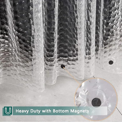 Clear Shower Curtain Liner, 100% Waterproof EVA 3D Shower Curtains with 3 Duty Heavy Bottom Magnets and 12 Rust Proof Grommets, 72x72 Weighted Shower Liner for Shower Stall, Bathtubs