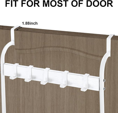 Over The Door Towel Rack 5 Tier Over The Door Towel Bar for Bathroom Towel Holder Over Door Hanger with Hooks Large Metal Towel Blanket for Bedroom Dorm Door (White)