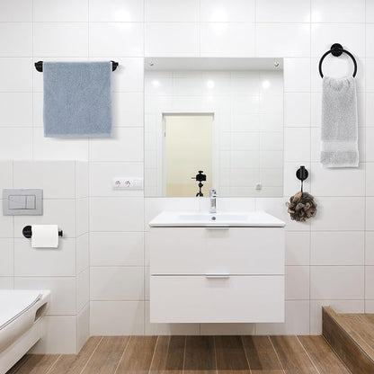 Gisafai 25 Pcs Matte Black Bathroom Accessories Hardware Set Black Towel Racks for Bathroom SUS304 Stainless Steel 23.6 Inch Towel Bar Ring Toilet Paper Holder Robe Hooks for Wall Mounted
