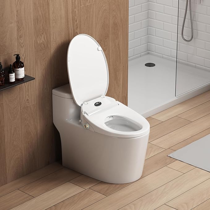 Bidet Toilet Seat, Bidet Seat with Remote Control, Warm Water Wash, Heated Seat, Air Dryer, Soft Close Lid, Night Light, Self Cleaning Nozzle, LED Display, Requires Outlet - Elongated