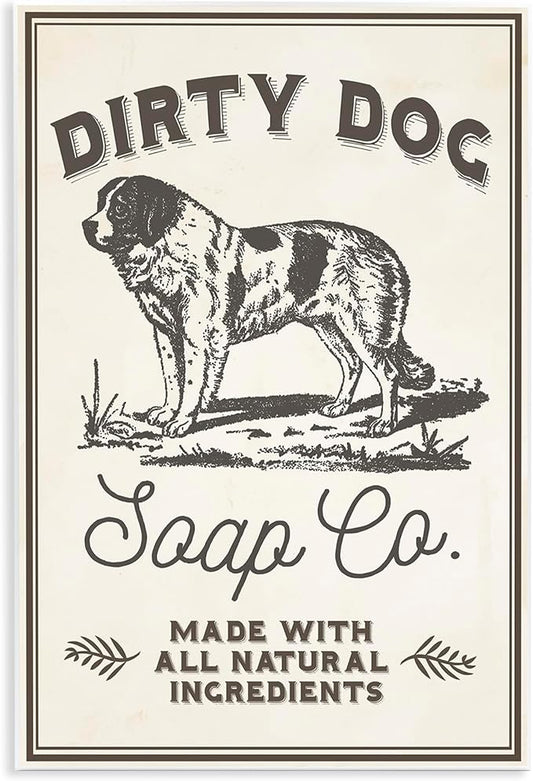 Dirty Dog Soap Vintage Sign, 10 x 15 Inch Mounted Print on Wall Plaque | Stupell Industries · By Lil' Rue · Ready to hang · Bathroom and laundry room decor · Made in USA